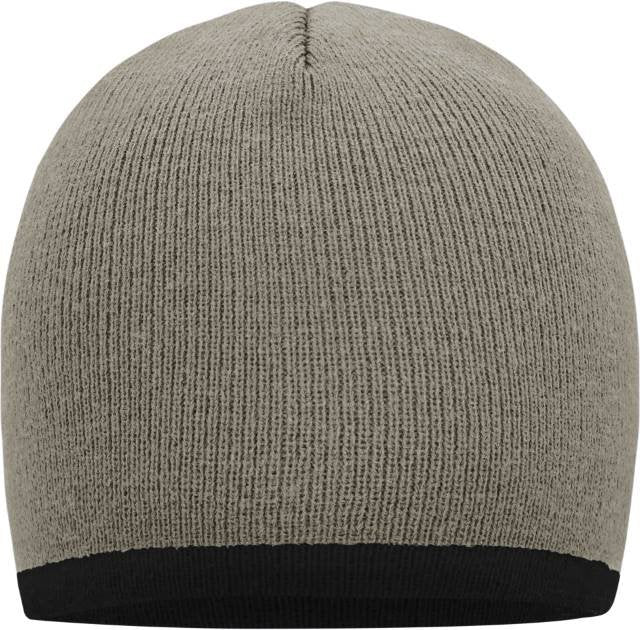 Daiber Beanie With Contrasting Border – Light Grey / Black