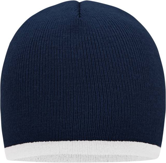 Daiber Beanie With Contrasting Border – Navy / White