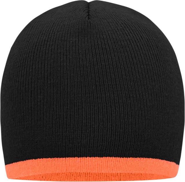 Daiber Beanie With Contrasting Border – Black / Orange