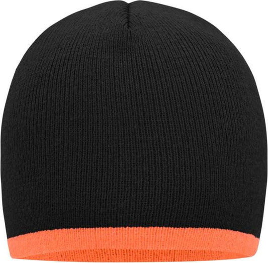 Daiber Beanie With Contrasting Border – Black / Orange