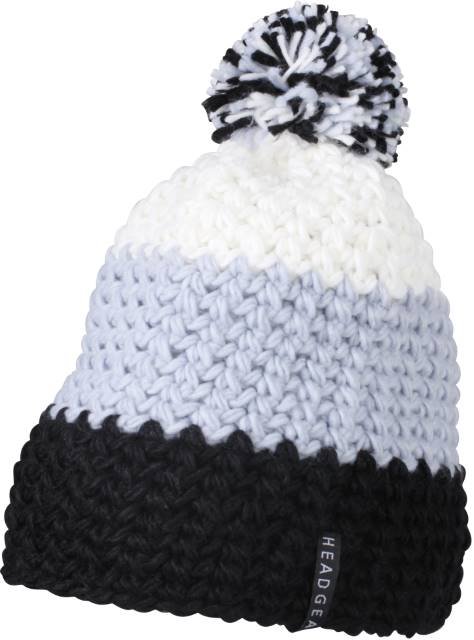 Daiber Crocheted Cap With Pompon – Black / Silver