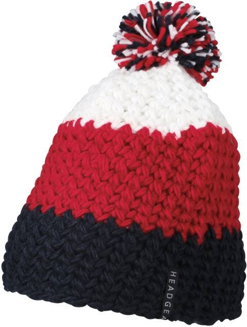 Daiber Crocheted Cap With Pompon – Navy / Red