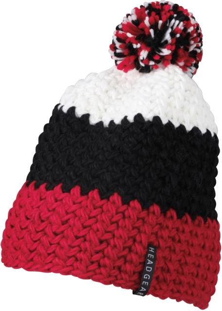 Daiber Crocheted Cap With Pompon – Red / Black
