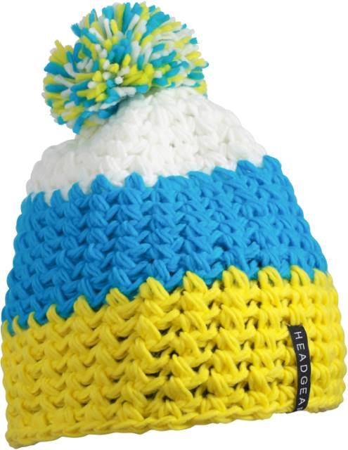 Daiber Crocheted Cap With Pompon – Yellow / Pacific