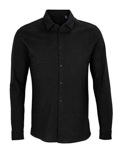 NEOBLU Men's Cotton Pique Shirt Basile – Deep Black