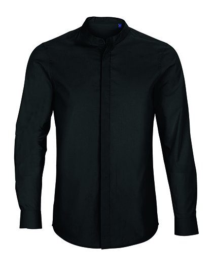 NEOBLU Men's Mao Collar Shirt Bart – Deep Black