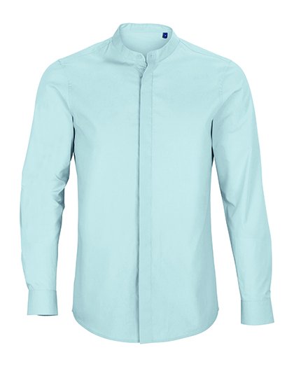 NEOBLU Men's Mao Collar Shirt Bart – Soft Blue