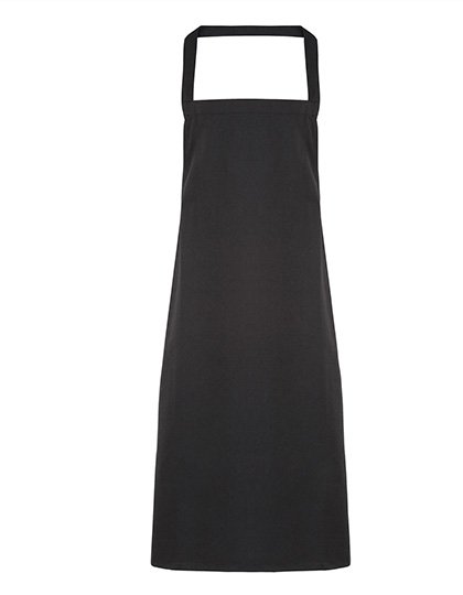 Premier Workwear Organic Cotton Bib Apron (No Pocket) – Black (ca. Pantone Black C)