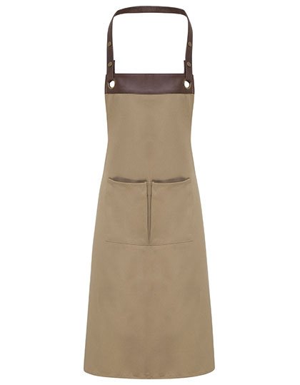 Premier Workwear Espresso Bib Apron – Khaki (ca. Pantone 7503C) / Brown (ca. Pantone 4975C)