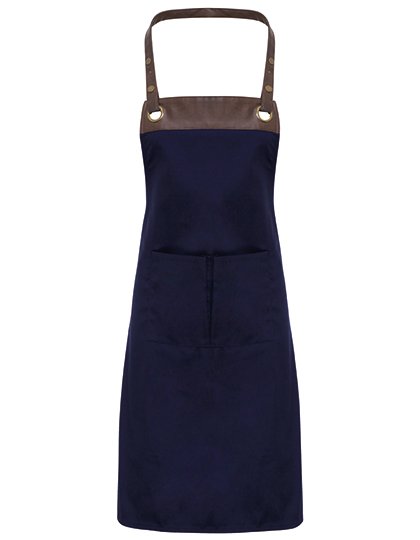 Premier Workwear Espresso Bib Apron – Navy (ca. Pantone 533C) / Brown (ca. Pantone 4975C)