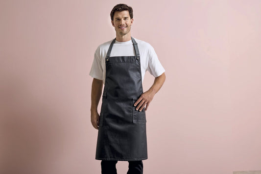 Premier Workwear District Waxed Look Denim Bib Apron