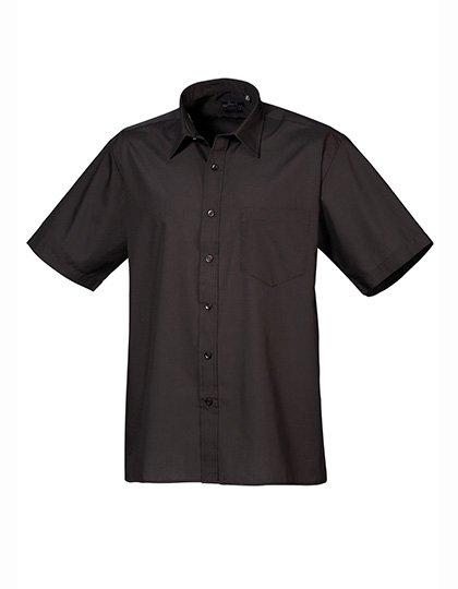 Premier Workwear Men's Poplin Short Sleeve Shirt – Black (ca. Pantone Black C)