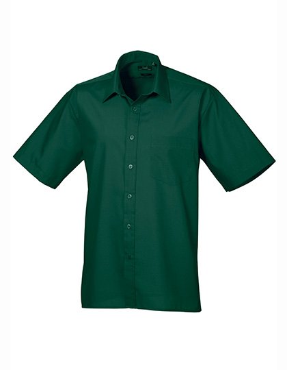 Premier Workwear Men's Poplin Short Sleeve Shirt – Bottle Green