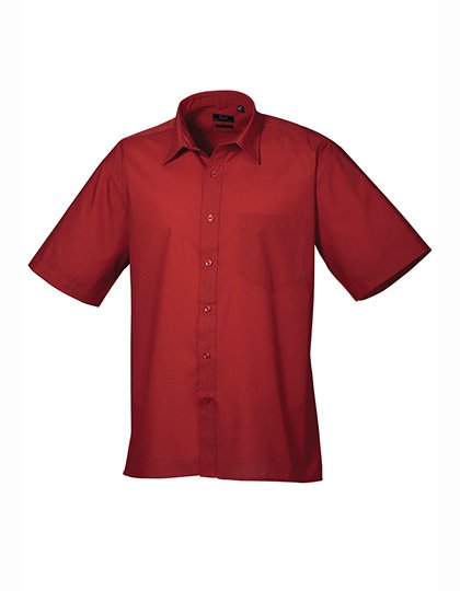 Premier Workwear Men's Poplin Short Sleeve Shirt – Burgundy