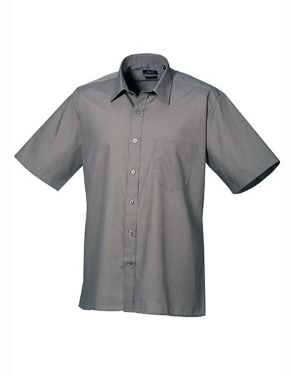 Premier Workwear Men's Poplin Short Sleeve Shirt – Dark Grey