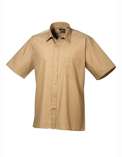 Premier Workwear Men's Poplin Short Sleeve Shirt – Khaki