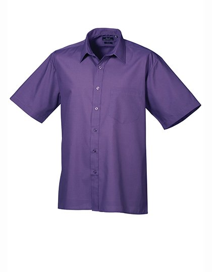 Premier Workwear Men's Poplin Short Sleeve Shirt – Purple