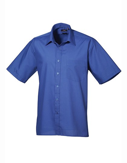 Premier Workwear Men's Poplin Short Sleeve Shirt – Royal (ca. Pantone 7686C)