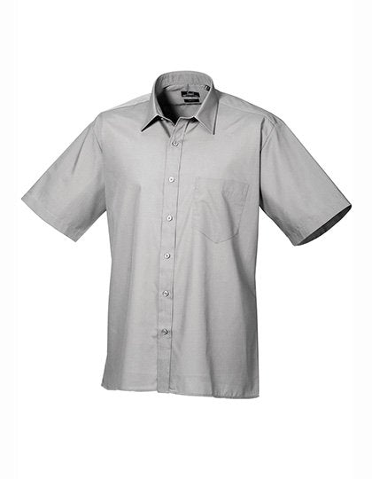 Premier Workwear Men's Poplin Short Sleeve Shirt – Silver (ca. Pantone Cool Gray 7C)