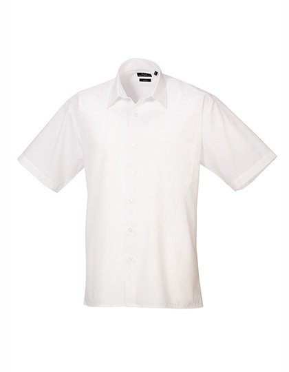 Premier Workwear Men's Poplin Short Sleeve Shirt – White