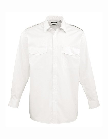 Premier Workwear Pilot Shirt Long Sleeve – White