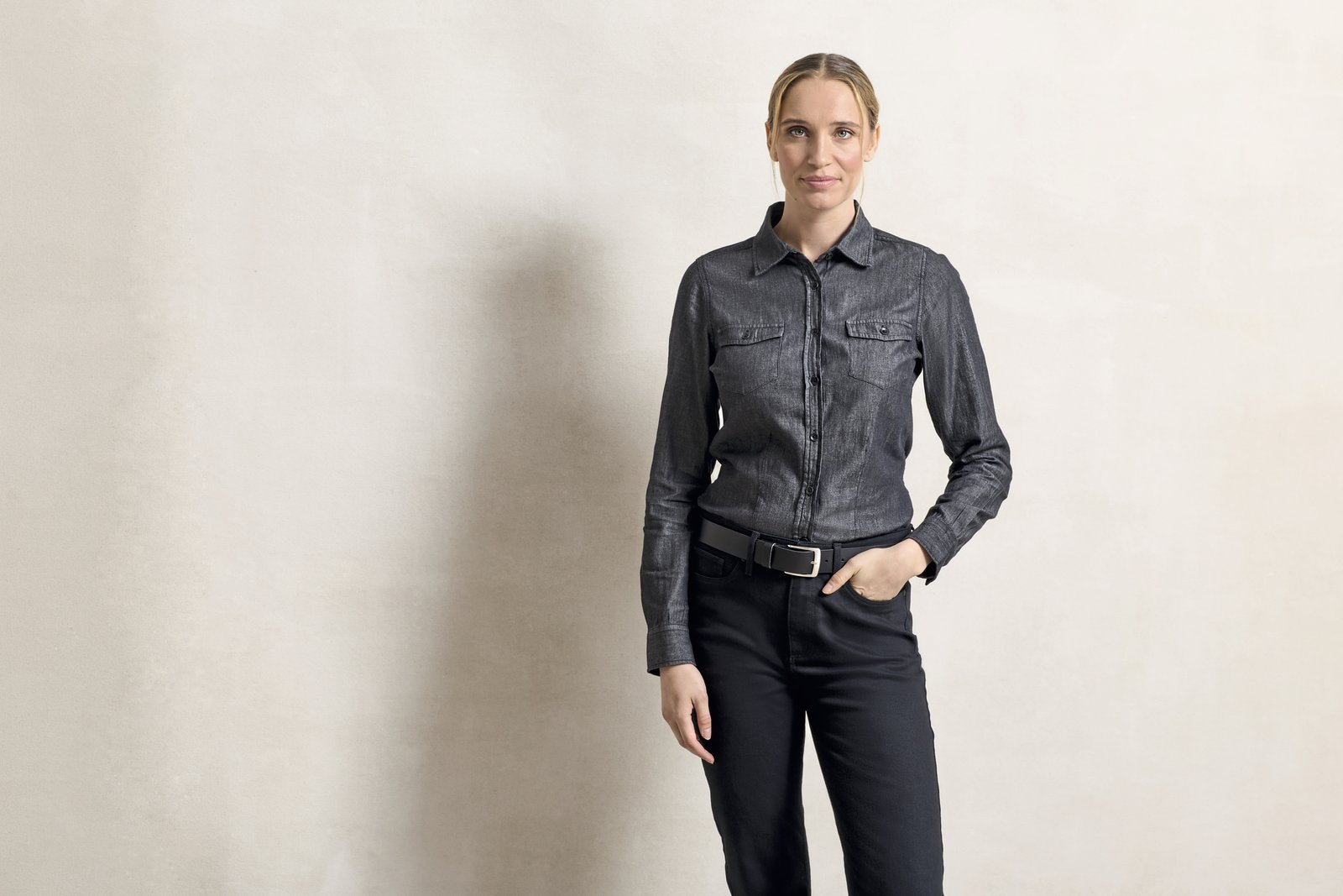 Premier Workwear Women's Jeans Stitch Denim Shirt