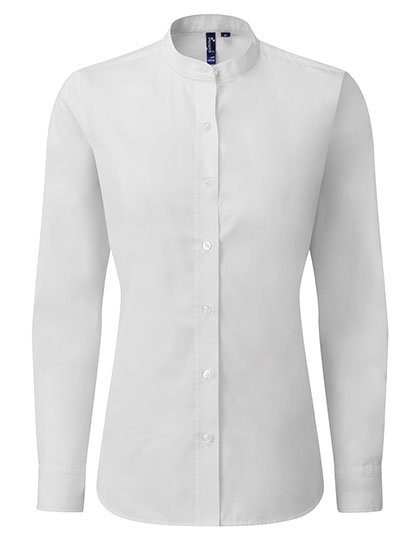 Premier Workwear Women's Banded Collar Grandad Shirt – White