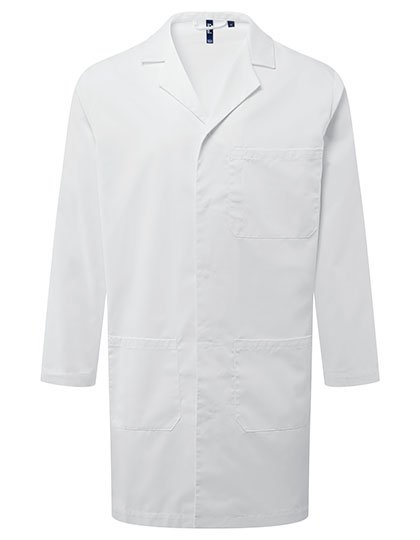 Premier Workwear Essential 3-Pocket Work Coat – White