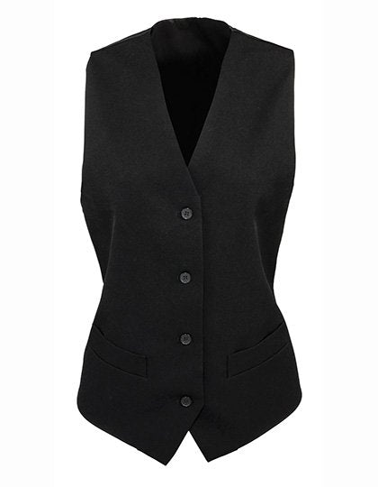 Premier Workwear Women's Lined Polyester Waistcoat – Black (ca. Pantone Black C)