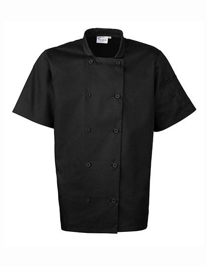 Premier Workwear Short Sleeve Chef's Jacket – Black (ca. Pantone Black C)