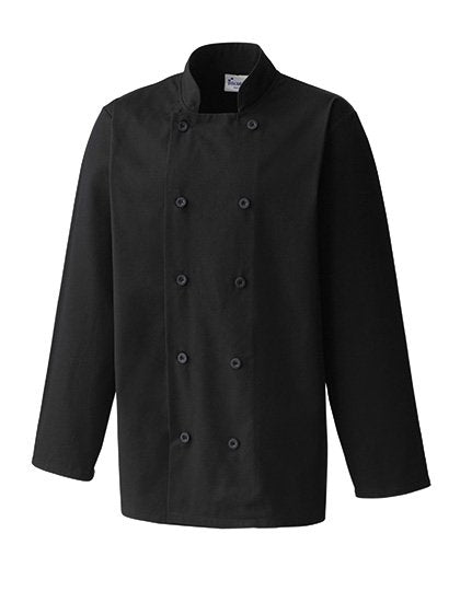 Premier Workwear Long Sleeve Chef's Jacket – Black (ca. Pantone Black C)