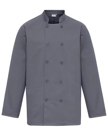 Premier Workwear Long Sleeve Chef's Jacket – Steel (ca. Pantone 7545C)