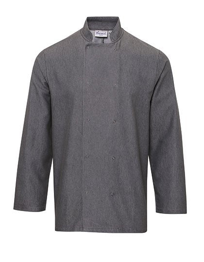 Premier Workwear Denim Chef's Jacket – Grey Denim (ca. Pantone 425C)