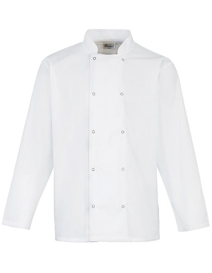 Premier Workwear Chef's Long Sleeve Stud Jacket – White