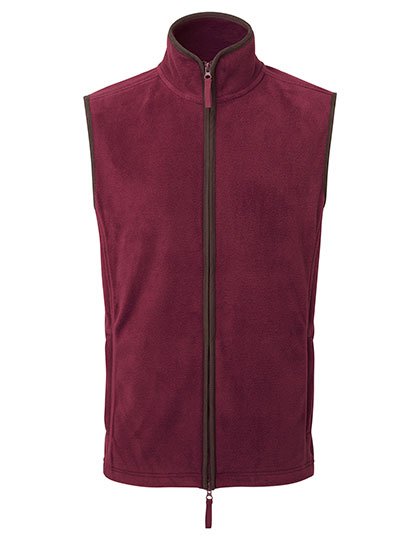 Premier Workwear Men's 'Artisan' Fleece Gilet – Burgundy (ca. Pantone 209C) / Brown (ca. Pantone 4975C)