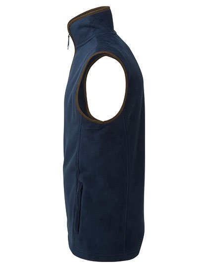 Premier Workwear Men's 'Artisan' Fleece Gilet – Navy (ca. Pantone 533C) / Brown (ca. Pantone 4975C)