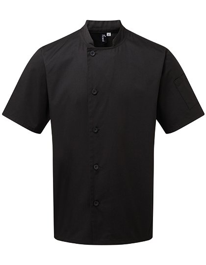 Premier Workwear Essential Short Sleeve Chef's Jacket – Black (ca. Pantone Black C)