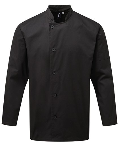 Premier Workwear Essential Long Sleeve Chef's Jacket – Black (ca. Pantone Black C)