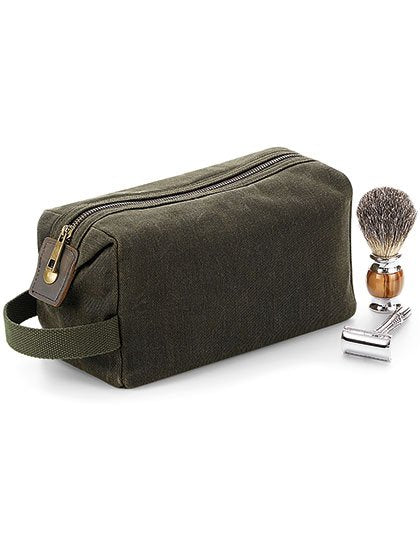 Quadra Heritage Waxed Canvas Wash Bag – Olive Green