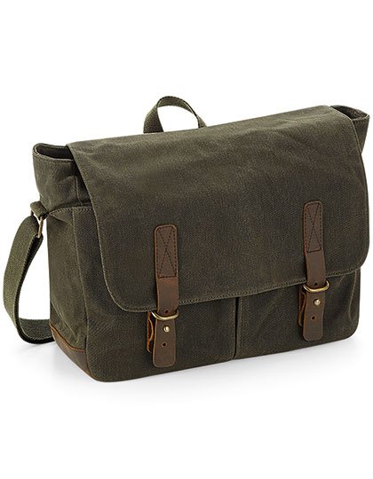 Quadra Heritage Waxed Canvas Messenger – Olive Green