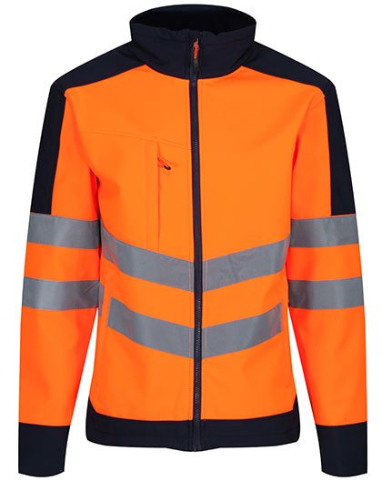 Regatta High Visibility Pro Hi-Vis Softshell Jacket – Orange / Navy