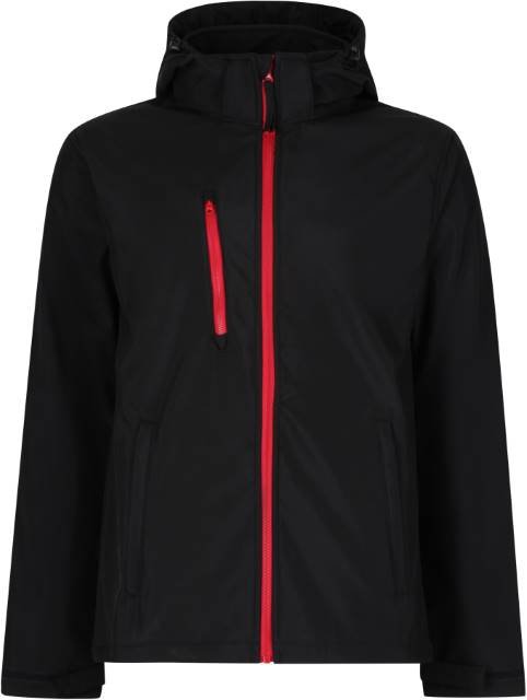 Regatta Professional Venturer 3-Layer Printable Hooded Softshell Jacket – Black / Classic Red