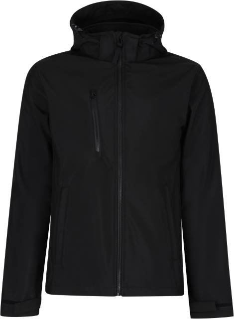 Regatta Professional Venturer 3-Layer Printable Hooded Softshell Jacket – Black / Black