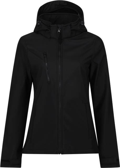 Regatta Professional Women's Venturer 3-Layer Printable Hooded Softshell Jacket – Black / Black