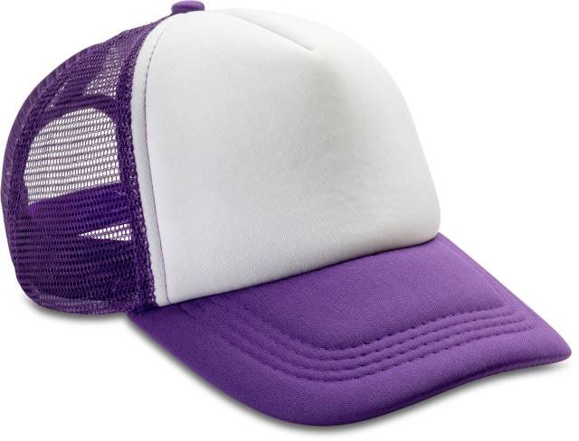Result Headwear Detroit ½ Mesh Truckers Cap – Purple / White