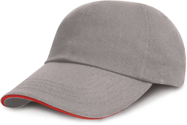 Result Headwear Heavy Brushed Cotton Cap – Grey / Red