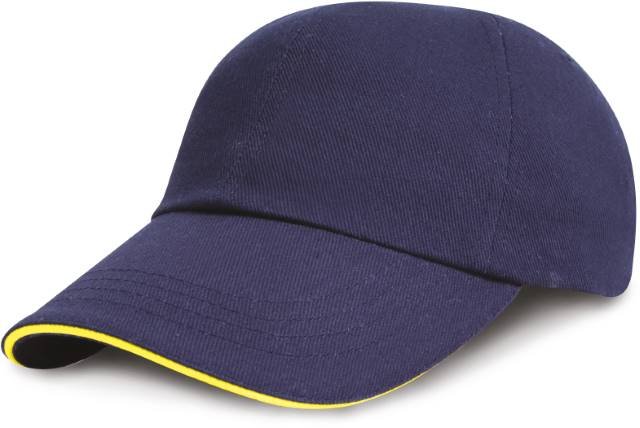 Result Headwear Heavy Brushed Cotton Cap – Navy / Yellow