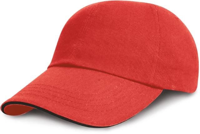 Result Headwear Heavy Brushed Cotton Cap – Red / Black
