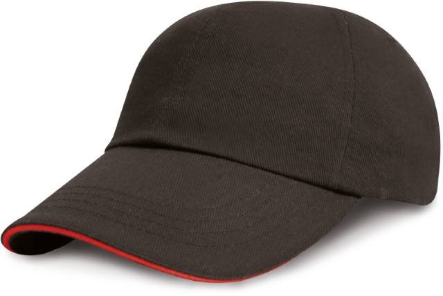 Result Headwear Heavy Brushed Cotton Cap – Black / Red