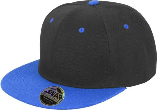 Result Headwear Bronx Original Flat Peak Snapback Dual Colour Cap – Black / Azure